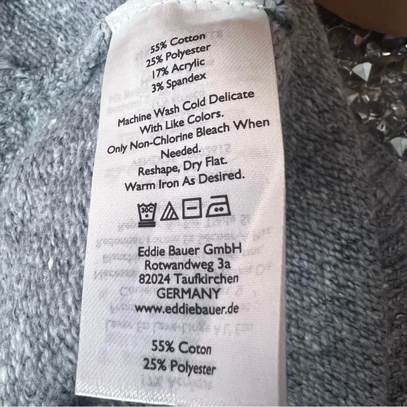 Eddie Bauer sweater turtleneck knitted heathered grey comfy winter warm cozy top - Picture 7 of 8